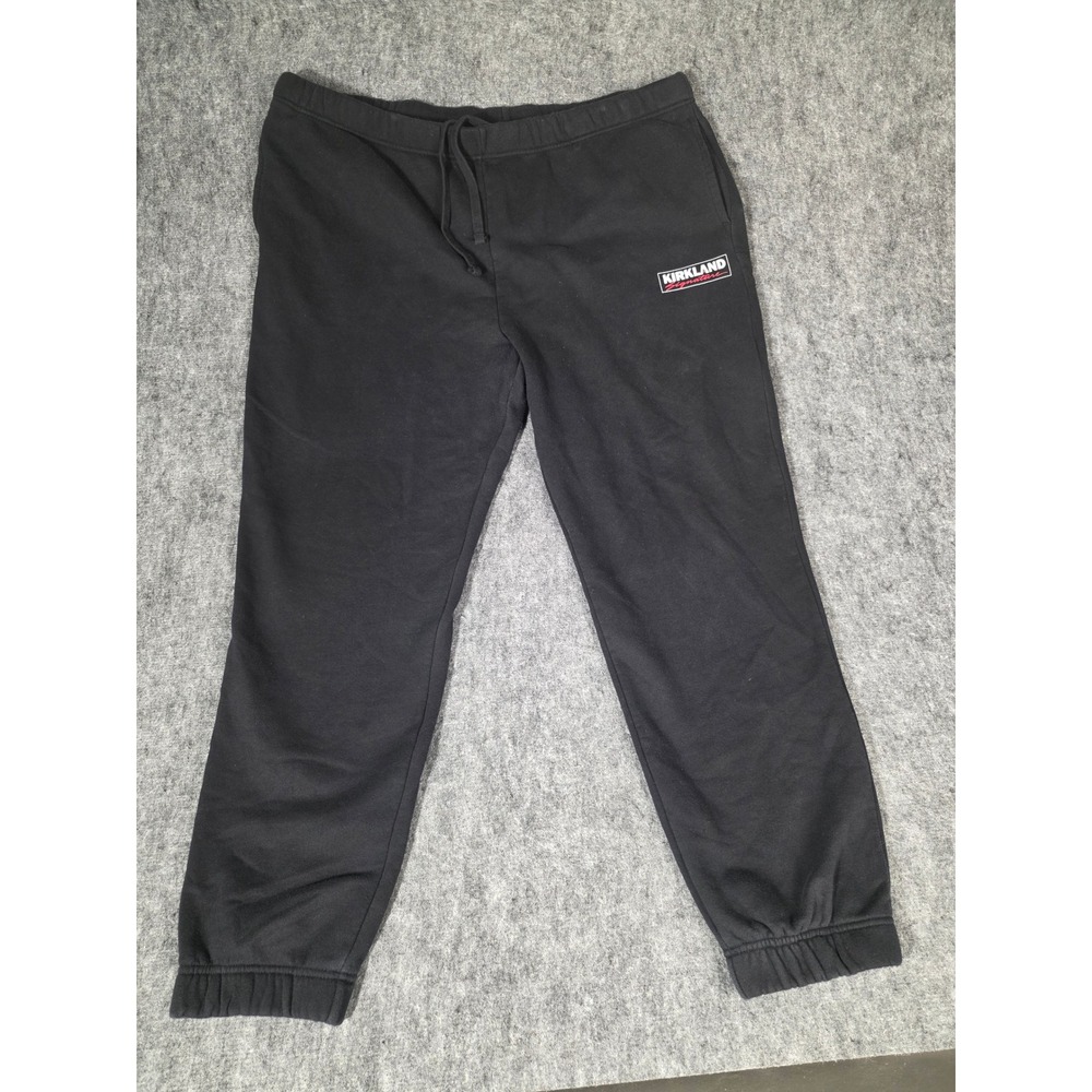 Mens Sweatpants 2XL Black Logo Joggers Fleece Loungewear Kirkland Signature